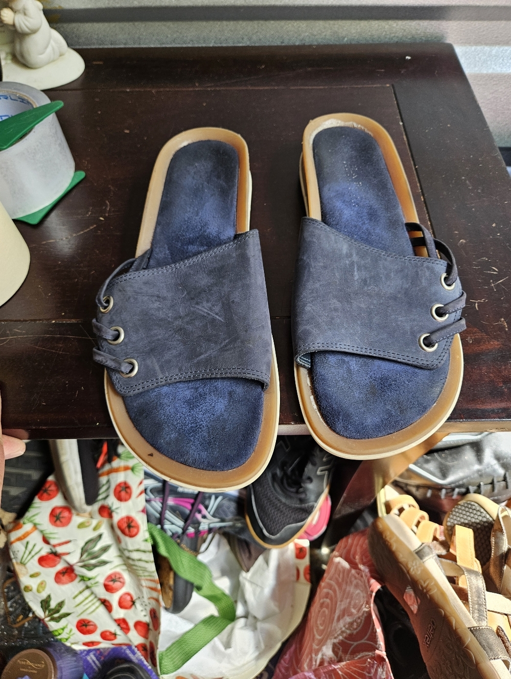 Mia Paoli Womens Sandals Blue Suede Made in Italy Size 9